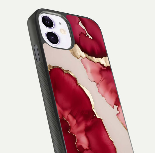 Pink & White Marble Glass Case For iPhone 11