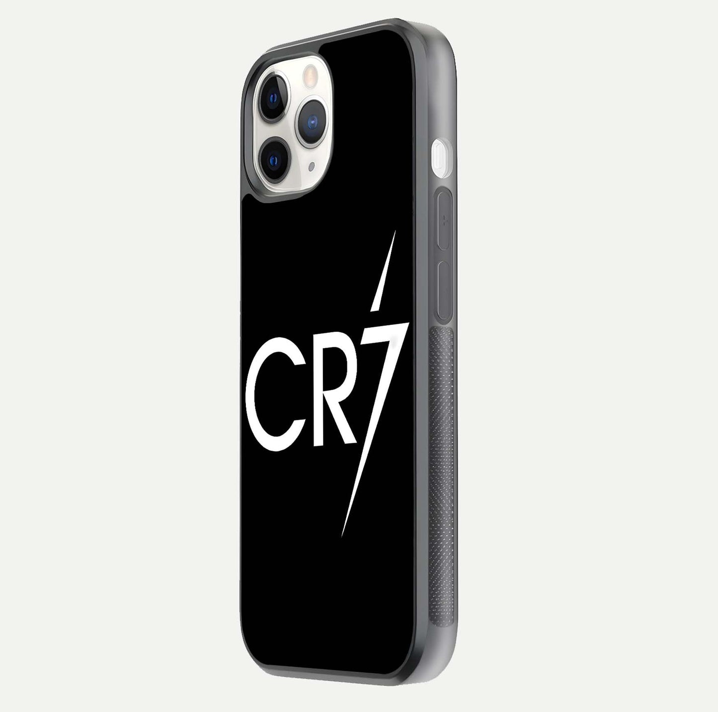 CR7 Elite Strike Glass Case for iPhone 11 Pro side-angle image showing polished edges and vibrant design