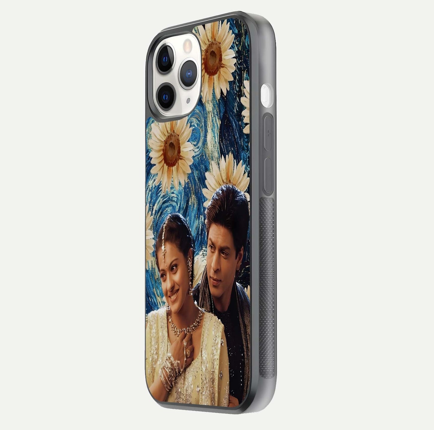 Eternal Love Story Glass Case for iPhone 11 Pro side-angle photo showing curved edges and polished surface