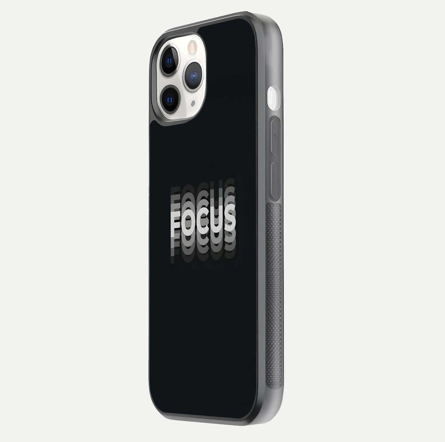 Mono Focus Vision Glass Case for iPhone 11 Pro side-angle image showing smooth reflection and minimal tones