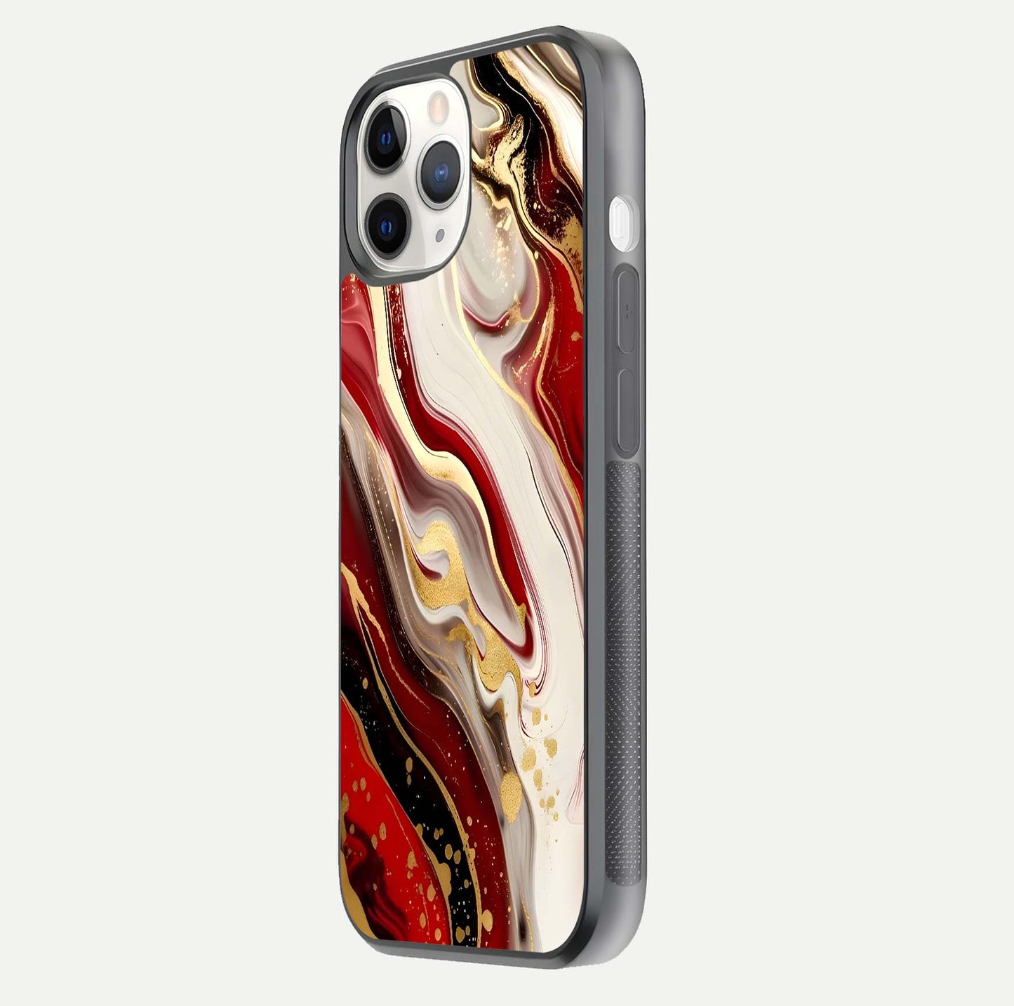 Red & White Marble Glass Case For iPhone 11 Pro