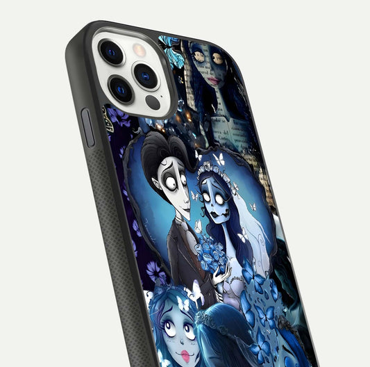 Butterfly Ghost Soul Glass Case for iPhone 11 Pro front-and-back layout highlighting dark art balance and HD shine
