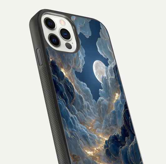Celestial Cloud Road Glass Case for iPhone 11 Pro front-and-back layout displaying balance between light and depth