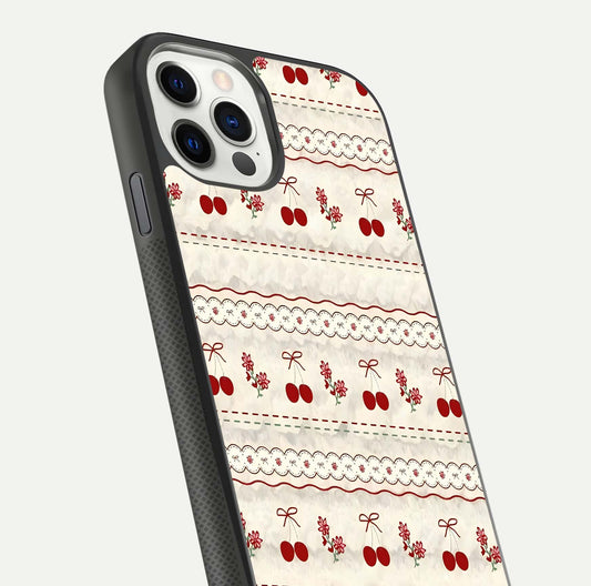Cherry Bloom Charm Glass Case for iPhone 11 Pro front-and-back layout displaying floral art and smooth finish
