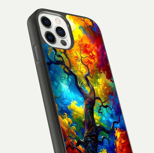 Colorful Tree Glass Case for iPhone 11 Pro dual-view layout displaying balanced tones and smooth edges