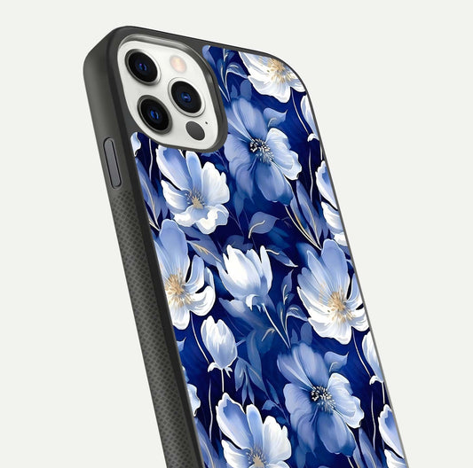 Cute Floral Patterns Glass Case for iPhone 11 Pro dual-view layout displaying HD floral print and curved edges