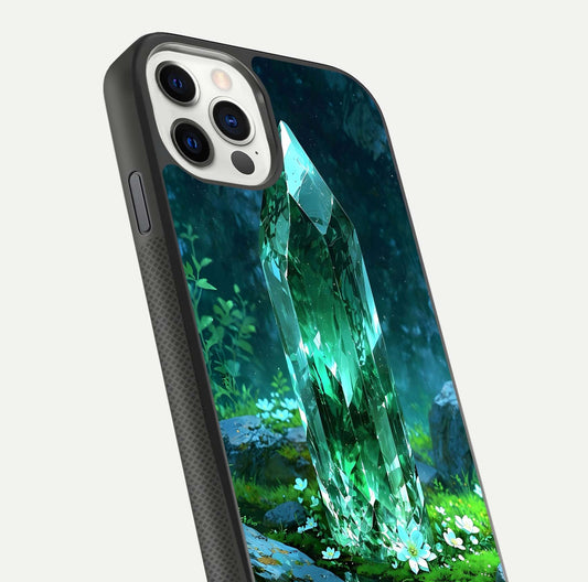 Emerald Light Crystal Glass Case for iPhone 11 Pro dual-view layout displaying gem-like tones and polished edge