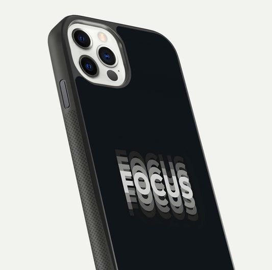 Mono Focus Vision Glass Case for iPhone 11 Pro front & back layout showing clean focus lines and curved edges