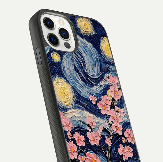 Van Gogh Scenery Glass Case for iPhone 11 Pro front & back layout showing vibrant tones and detailed design