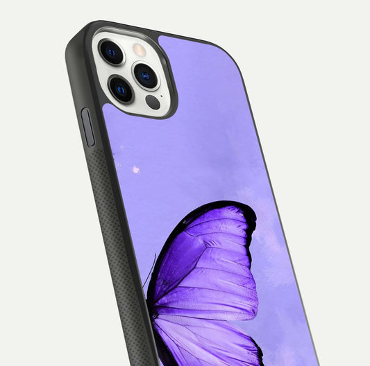 Violet Dream Wing Glass Case for iPhone 11 Pro front & back layout showing violet tones and smooth edges