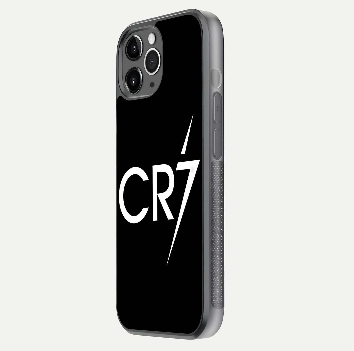 CR7 Elite Strike Glass Case for iPhone 11 Pro Max floating mockup displaying HD gloss and sporty texture