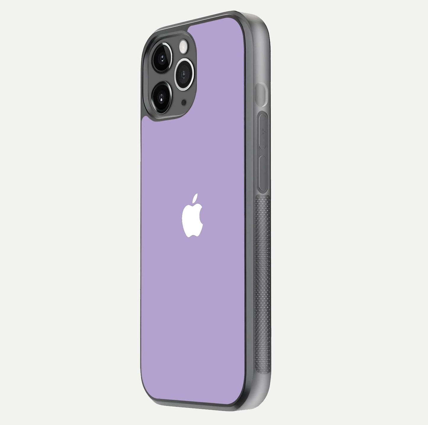 Lavender Soft Minimal Glass Case for iPhone 11 Pro Max floating dual-view mockup showing gloss reflection and pastel tone