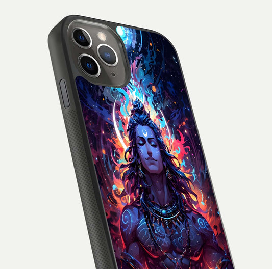 Divine Fire Shiv Glass Case for iPhone 11 Pro Max side-angle image showing reflection clarity and shine