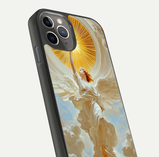 Divine Light Angel Glass Case for iPhone 11 Pro Max side-angle image capturing reflection shine and edge finish