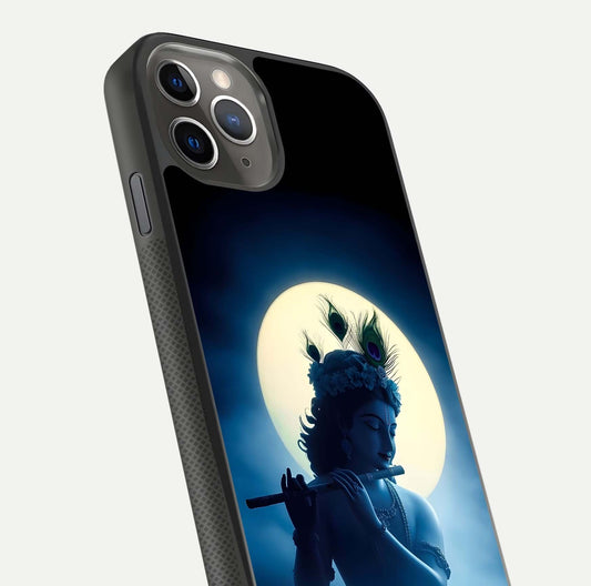 Divine Moon Flute Glass Case for iPhone 11 Pro Max side-angle image capturing reflection depth and soft color