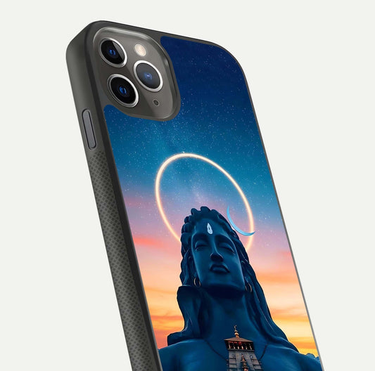 Eternal Shiva Aura Glass Case for iPhone 11 Pro Max side-angle image showing reflection clarity and rich tone