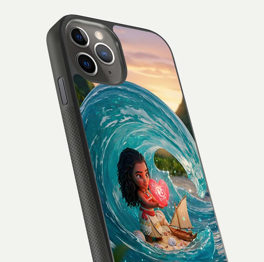 Heart of Ocean Glass Case for iPhone 11 Pro Max side-angle image showing reflection clarity and deep ocean texture