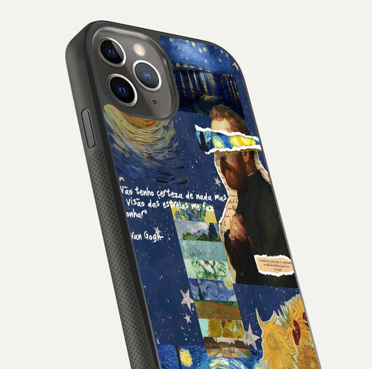 Starry Dream Vision Glass Case for iPhone 11 Pro Max side-angle image showing reflection and cosmic gradient tones