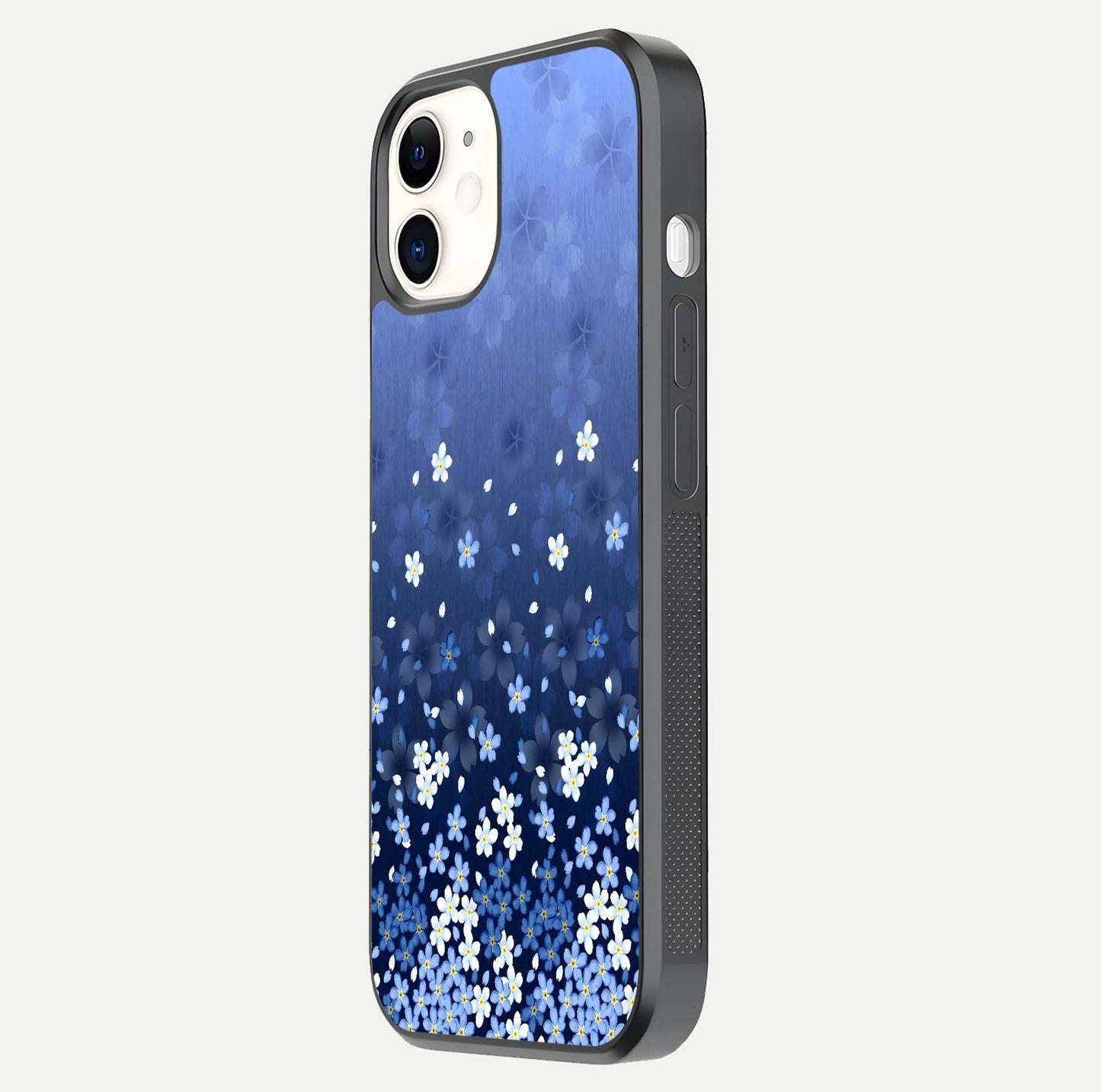 Blue Starry Glass Case for iphone-12 side-angle photo showing light reflection and detailed star pattern
