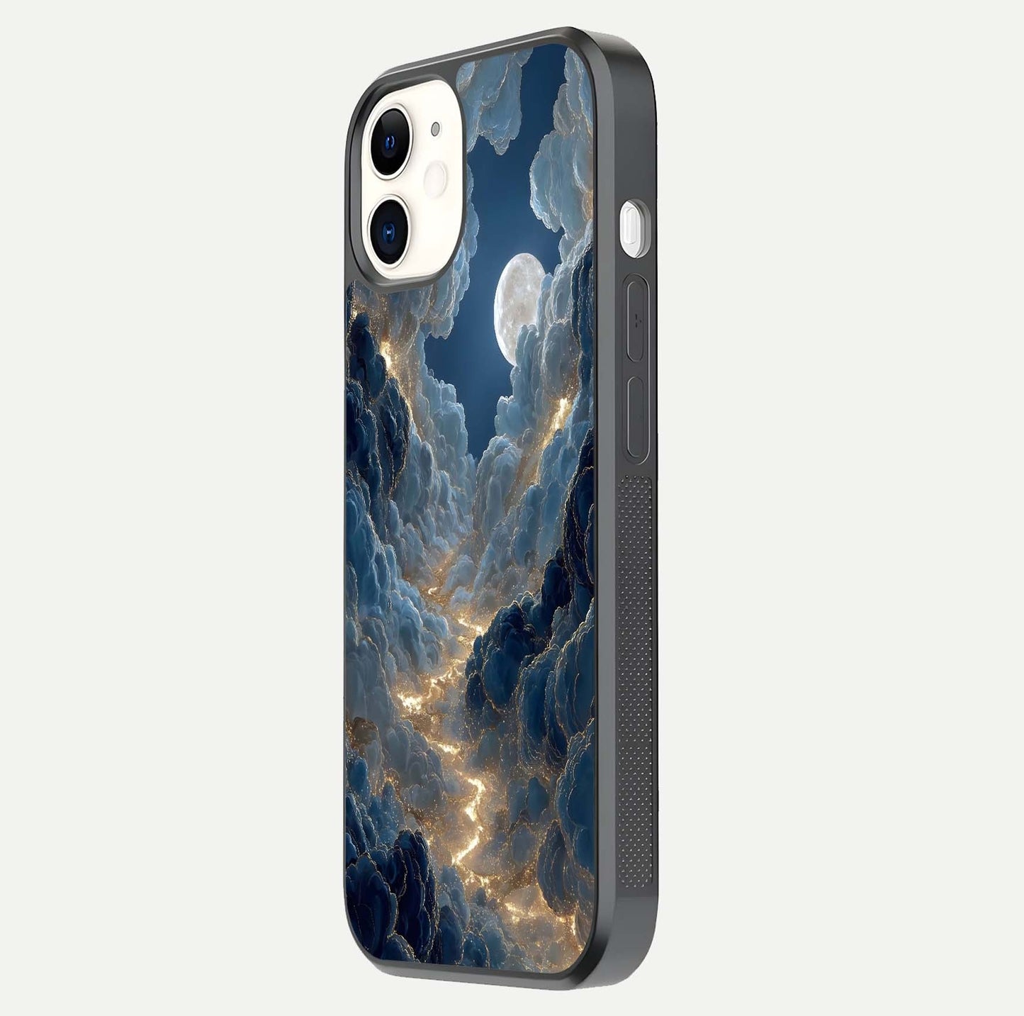 Celestial Cloud Road Glass Case for iphone-12 side-angle image showing soft pastel tones and edge clarity