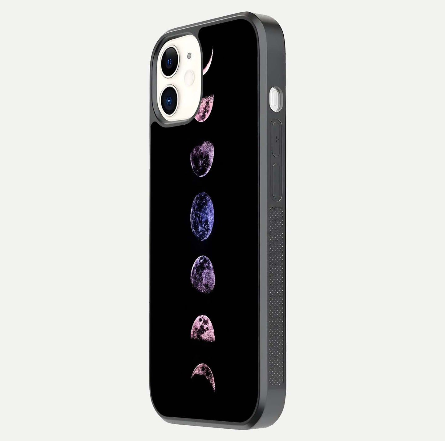 Crimson All Planets Glass Case for iphone-12 side-angle photo capturing edge glow and glass reflection
