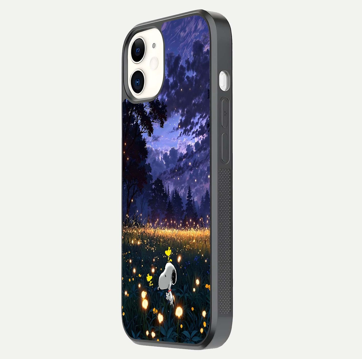 Firefly Meadow Magic Glass Case for iphone-12 side-angle image capturing glow reflection and fine texture