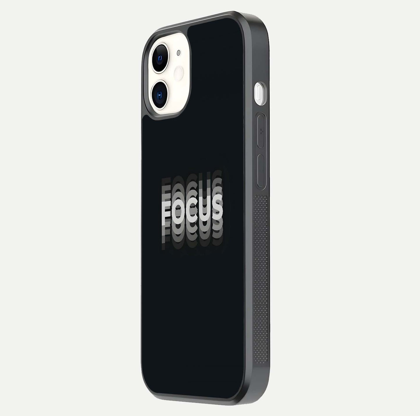 Mono Focus Vision Glass Case for iPhone 12 Mini side-angle image showing smooth reflection and minimal tones