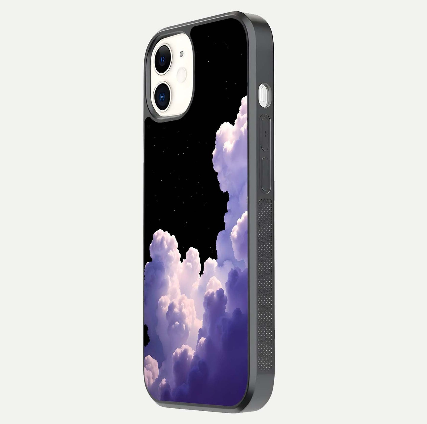 Starlit Night Whispers Glass Case for iphone-12 side-angle image showing reflection and night pattern shine