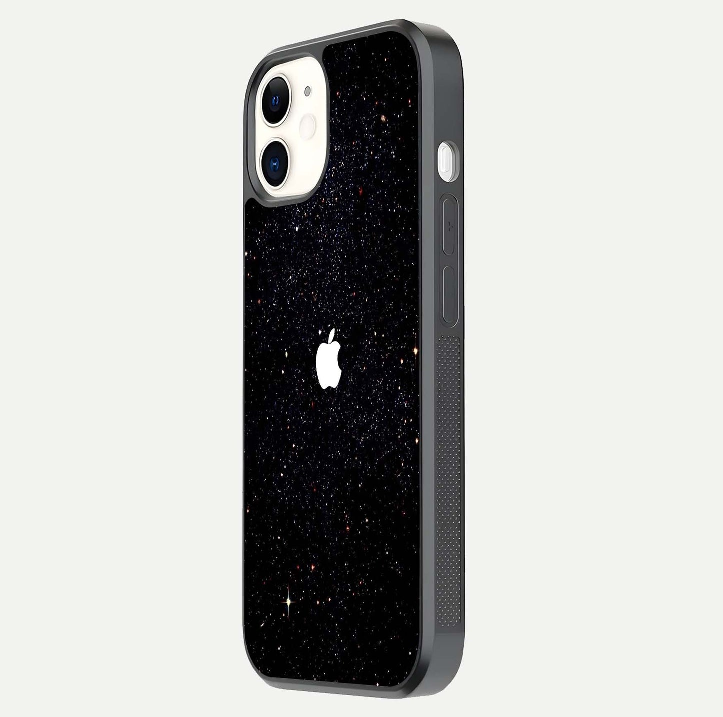 Starry Apple Galaxy Glass Case for iphone-12 side-angle image showing gloss and star pattern detail