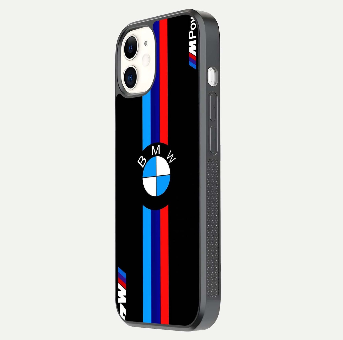 Turbo BMW Beast Glass Case for iphone-12 side-angle image showing reflection and sleek edge styling
