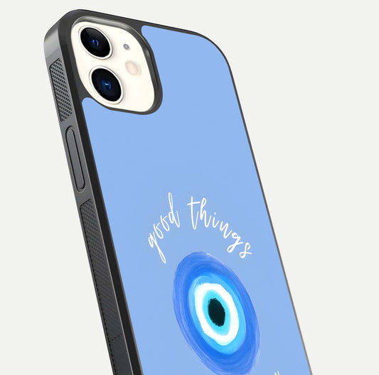 Bright Future Ahead Glass Case for iphone-12 close-up image highlighting bold quote text and HD reflection