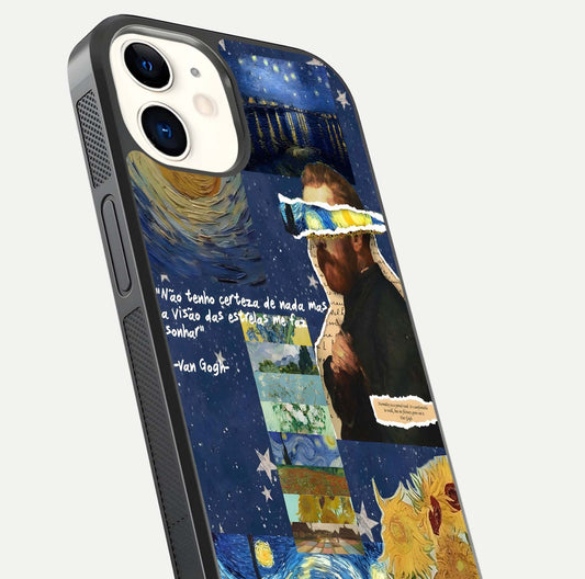 Starry Dream Vision Glass Case for iphone-12 close-up angled shot highlighting cosmic light and reflection