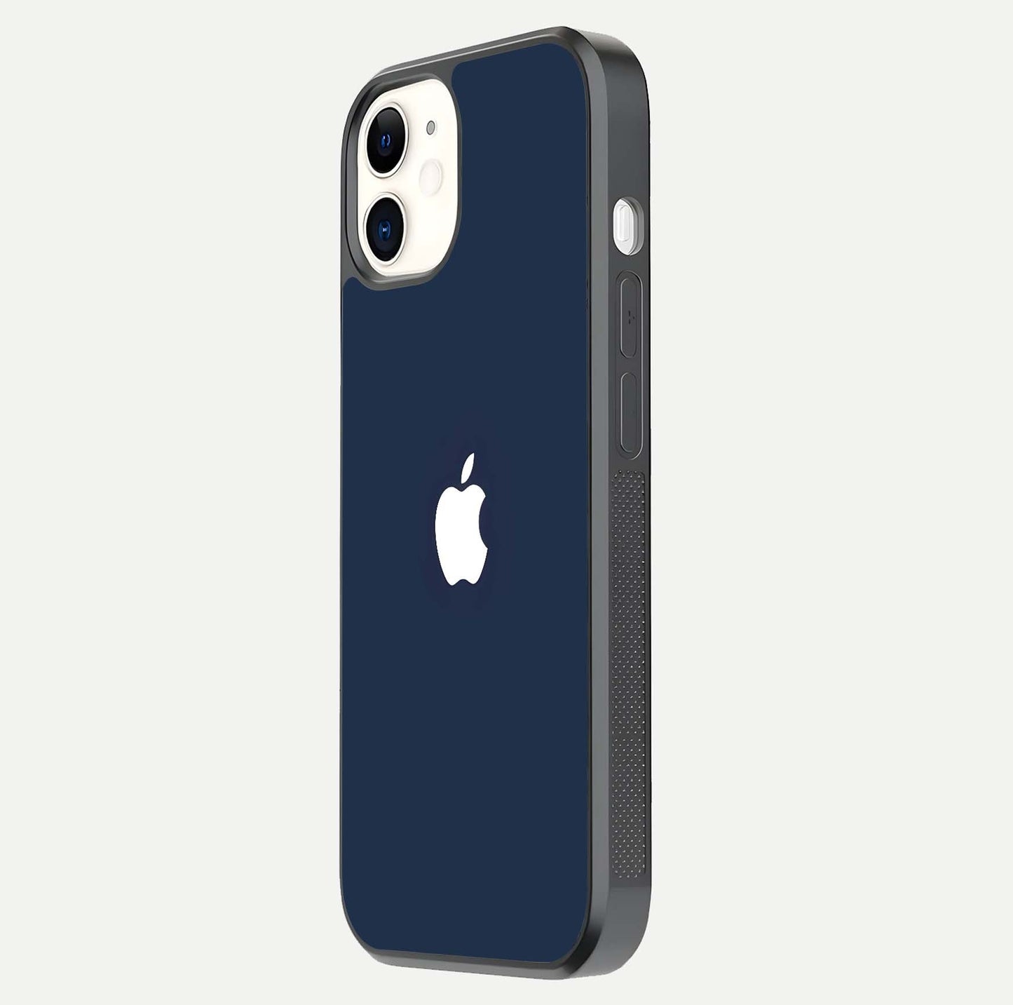 Minimal Apple Night Glass Case for iPhone 12 Mini side-angle image showing sleek reflection and clean gloss