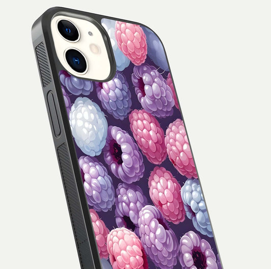 Berry Candy Pop Glass Case for iPhone 12 Mini close-up shot revealing candy-style texture and reflective surface