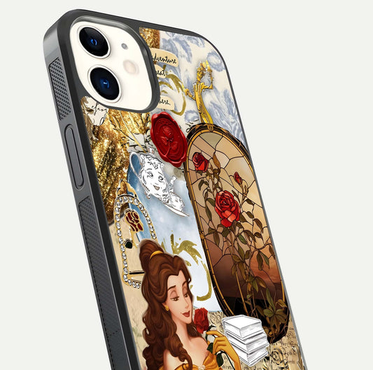 Golden Dream Belle Glass Case for iPhone 12 Mini close-up angled shot showing gradient tones and reflection polish