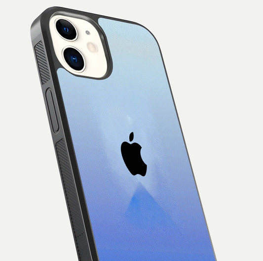 Gradient Apple Vibe Glass Case for iPhone 12 Mini close-up angled shot showing color transition and reflection brightness