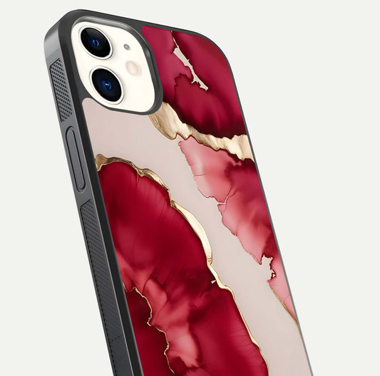 Pink & White Marble Glass Case For iPhone 12 Mini