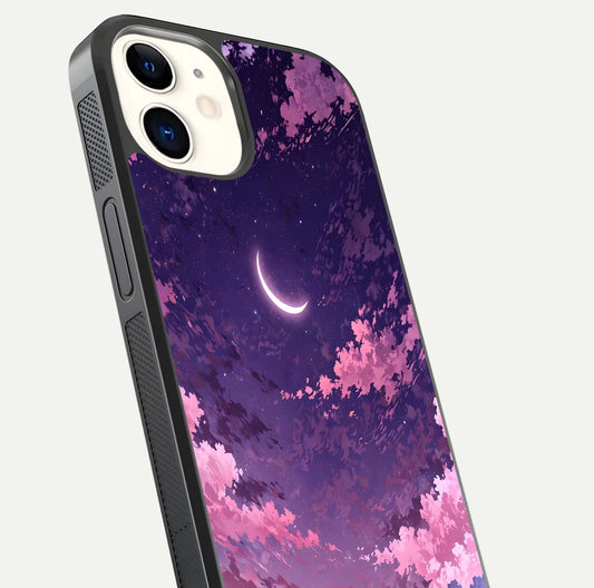 Sky Drift Clouds Glass Case for iPhone 12 Mini close-up angled shot highlighting cloud texture and reflection
