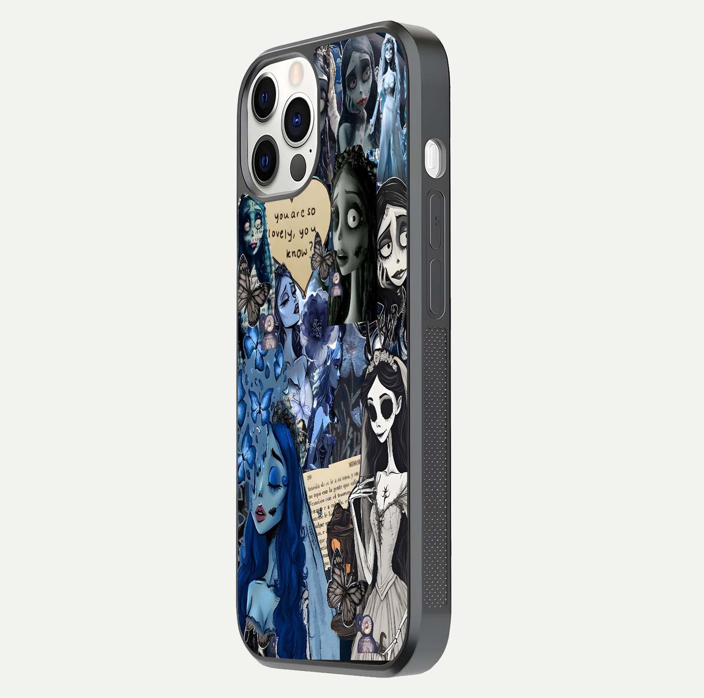Corpse Bride Posters Glass Case for iPhone 12 Pro side-angle image capturing gloss reflection and smooth edge