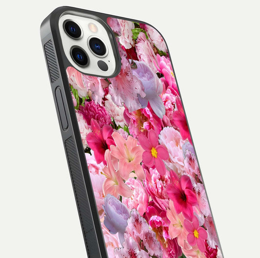 Bloom Crush Fantasy Glass Case for iPhone 12 Pro close-up image showing color gradient and petal detailing