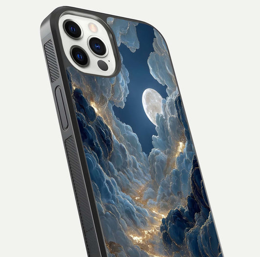 Celestial Cloud Road Glass Case for iPhone 12 Pro close-up view showing road gradient and cloud reflection shine