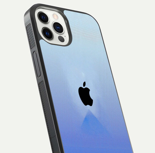 Gradient Apple Vibe Glass Case for iPhone 12 Mini close-up angled shot showing color transition and reflection brightness