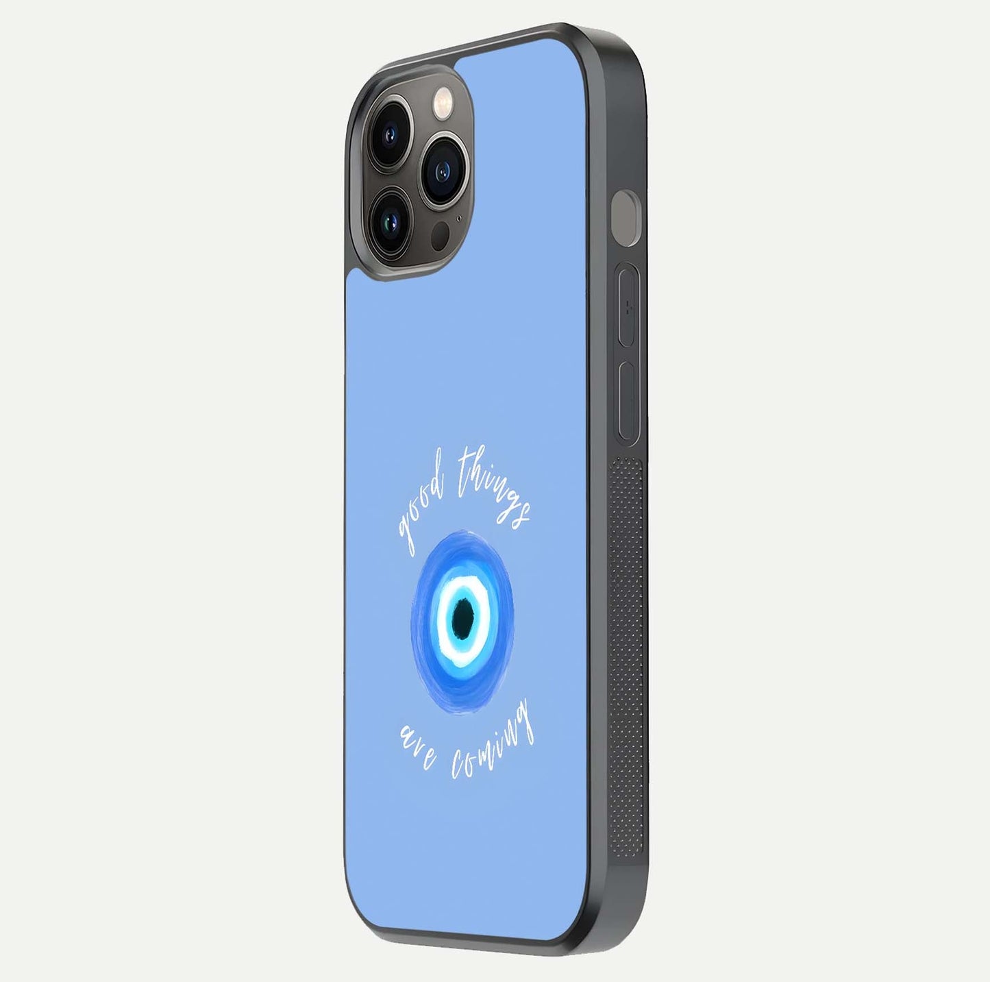 Bright Future Ahead Glass Case for iPhone 12 Pro Max side-angle image displaying edge smoothness and reflective surface