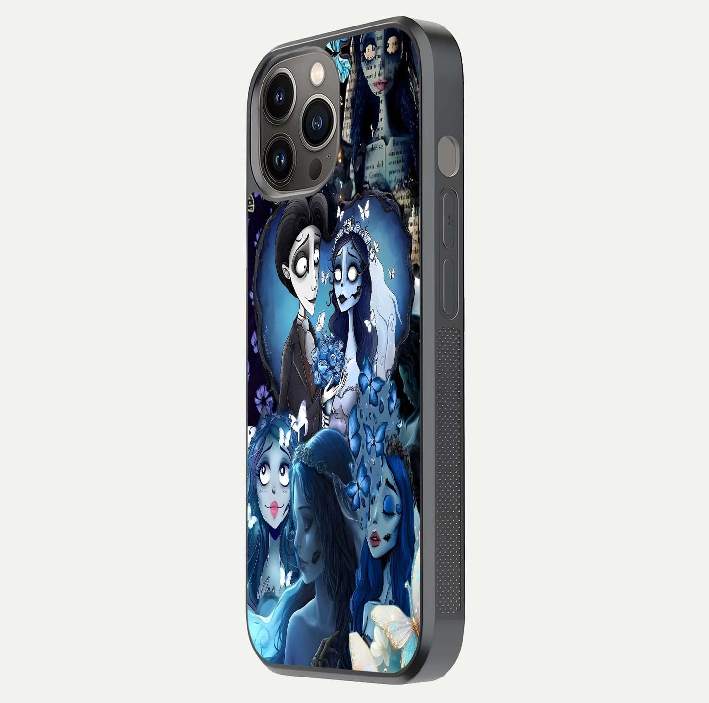 Butterfly Ghost Soul Glass Case for iPhone 12 Pro Max side-angle image capturing edge light and deep design tones