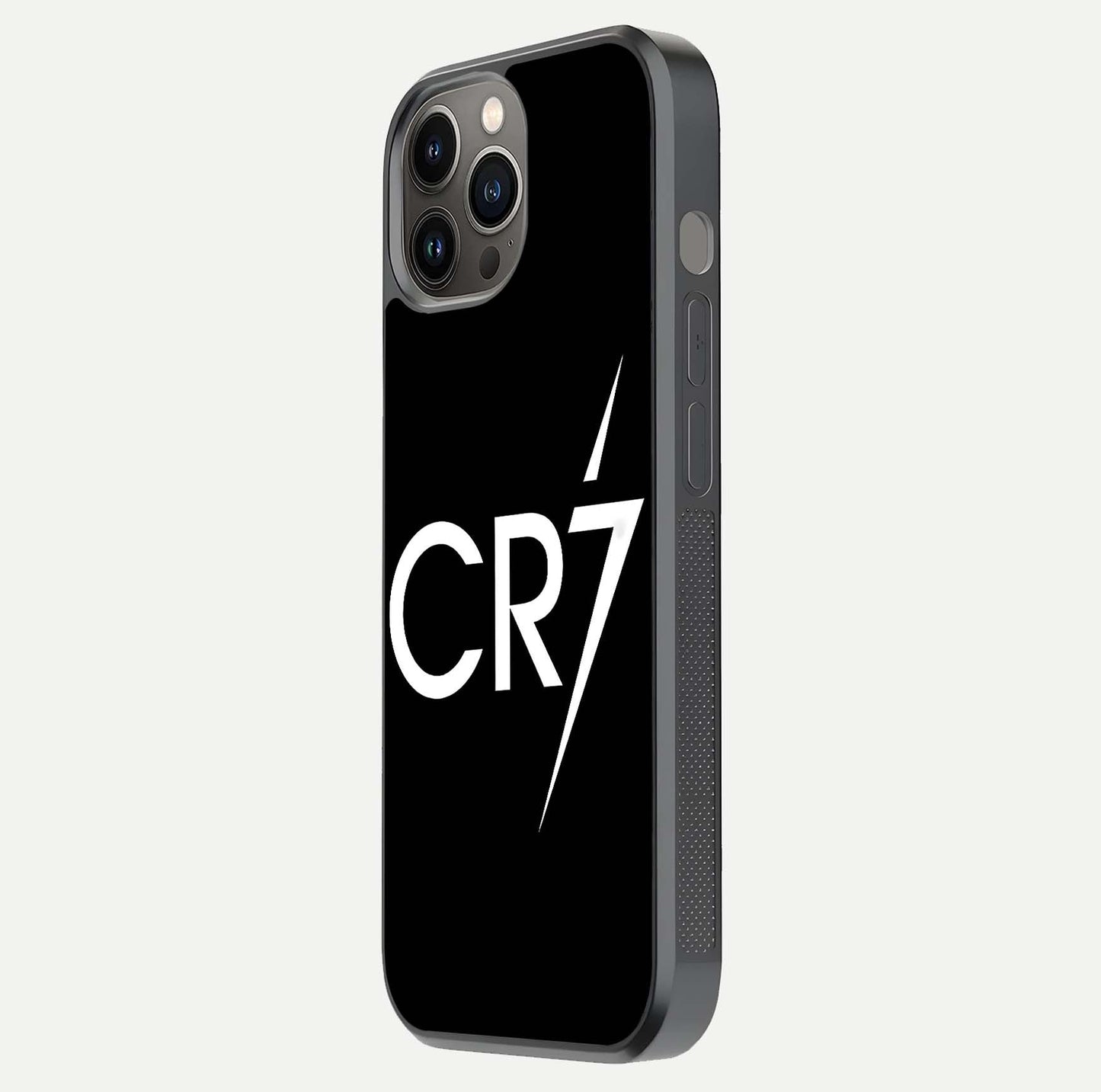 CR7 Elite Strike Glass Case for iPhone 12 Pro Max side-angle image showing polished edges and vibrant design