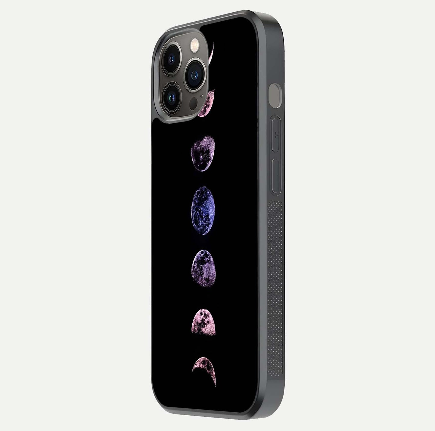 Crimson All Planets Glass Case for iPhone 12 Pro Max side-angle photo capturing edge glow and glass reflection