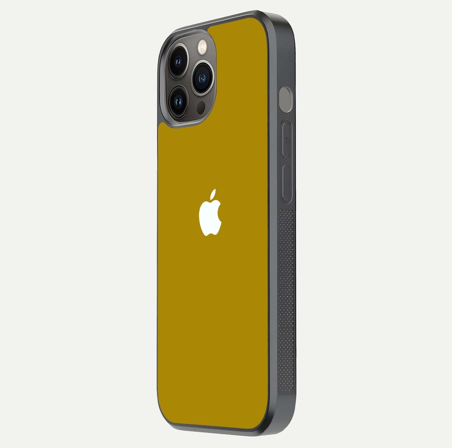 Golden Luxe Aura Glass Case for iPhone 12 Pro Max side-angle image showing reflection clarity and aura glow