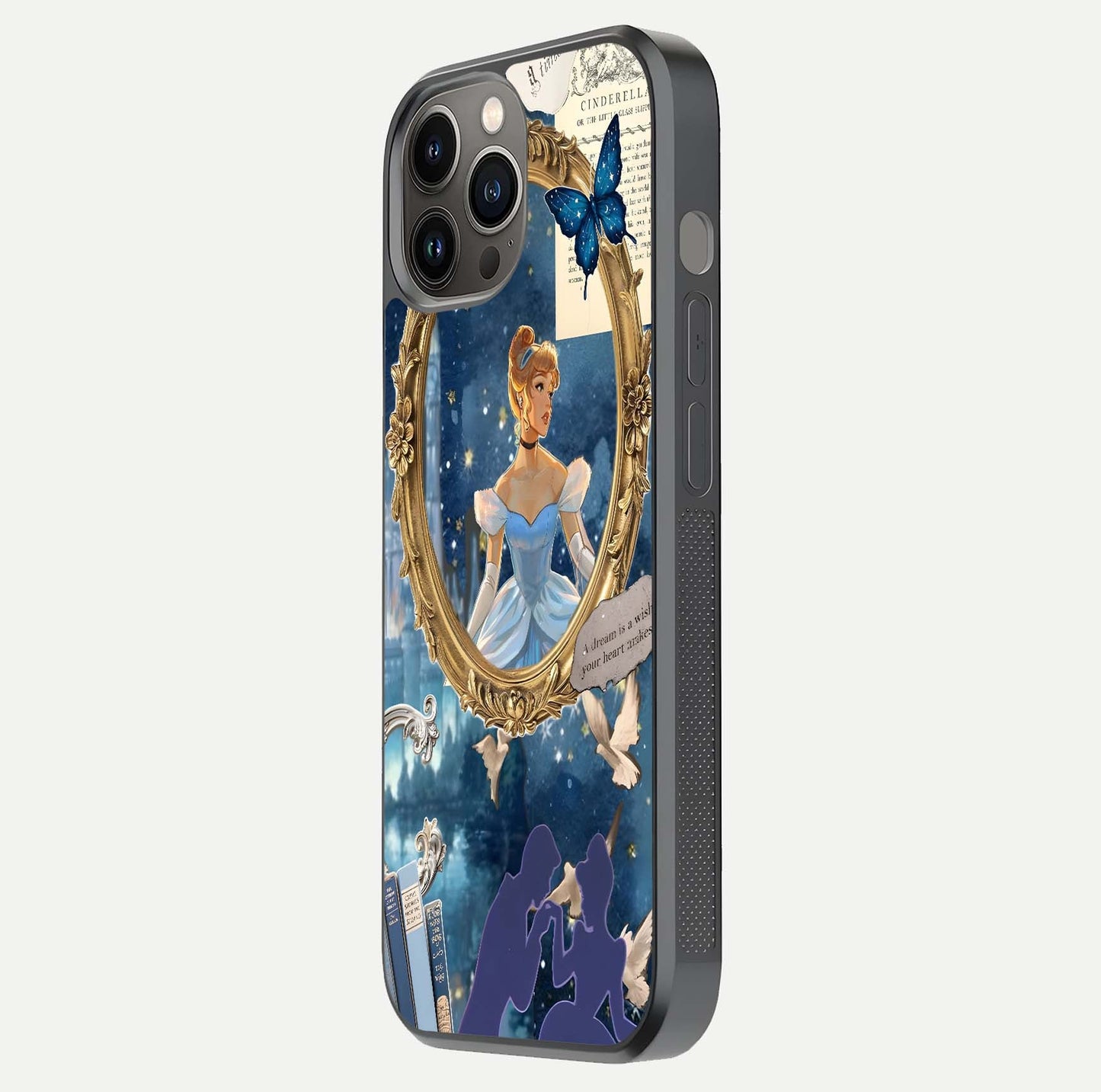 Midnight Queen Glass Case for iPhone 12 Pro Max side-angle image showing reflection brightness and elegant tone