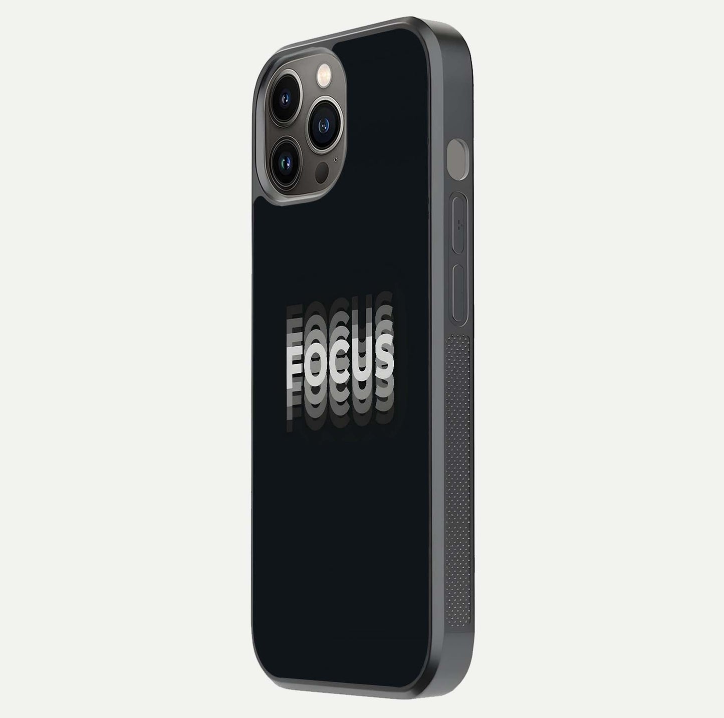 Mono Focus Vision Glass Case for iPhone 12 Pro Max side-angle image showing smooth reflection and minimal tones