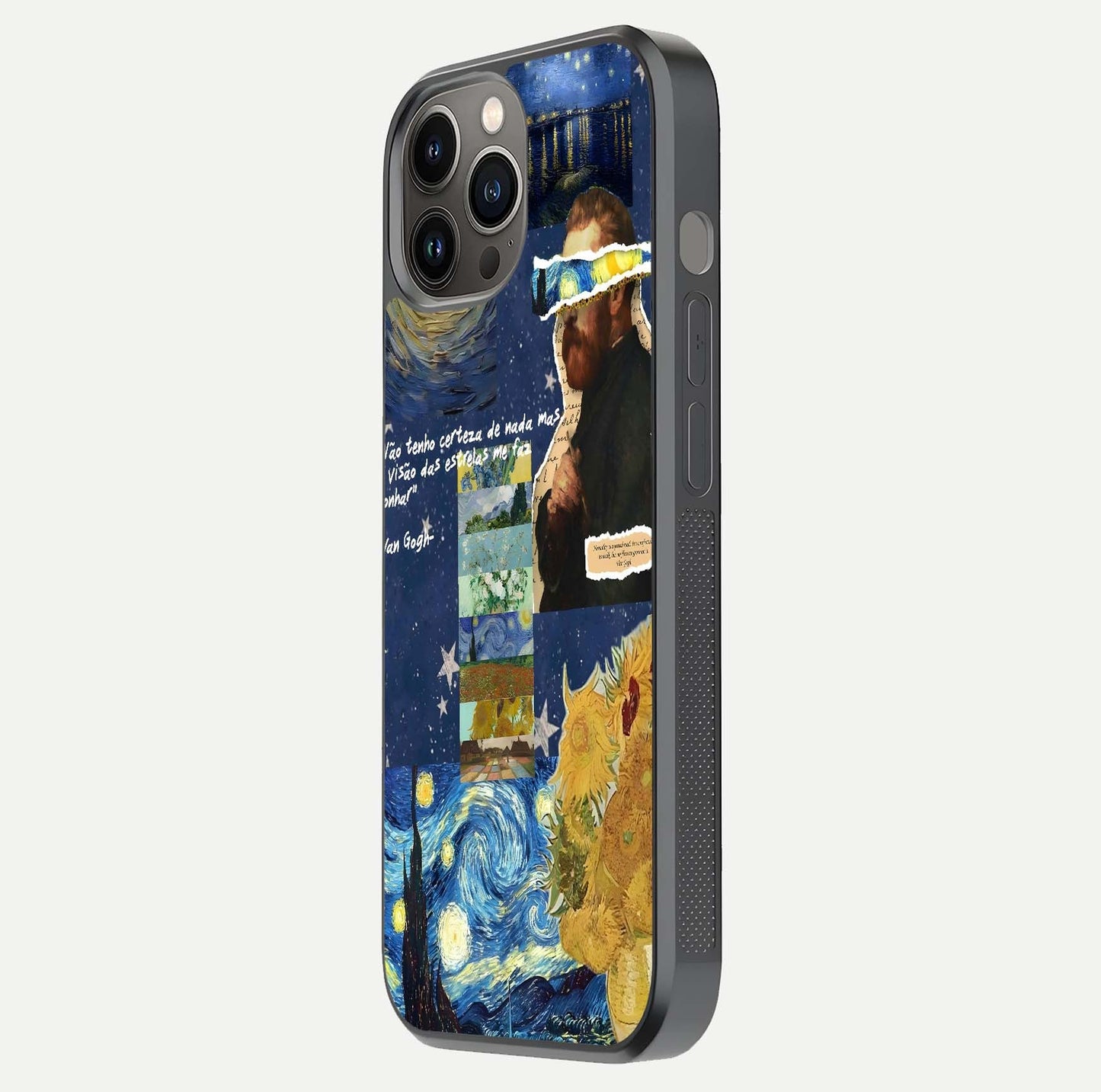 Starry Dream Vision Glass Case for iPhone 12 Pro Max side-angle image showing reflection and cosmic gradient tones